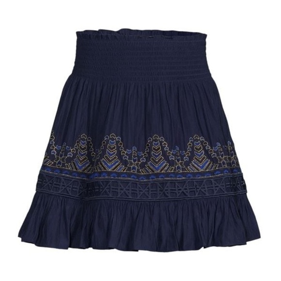 NWT RAMY BROOK Cali Geometric Embroidered Mini Skirt Navy - Size XS Stretchy - Picture 3 of 7